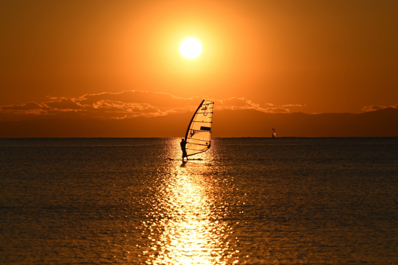 136　逗子海岸の夕陽